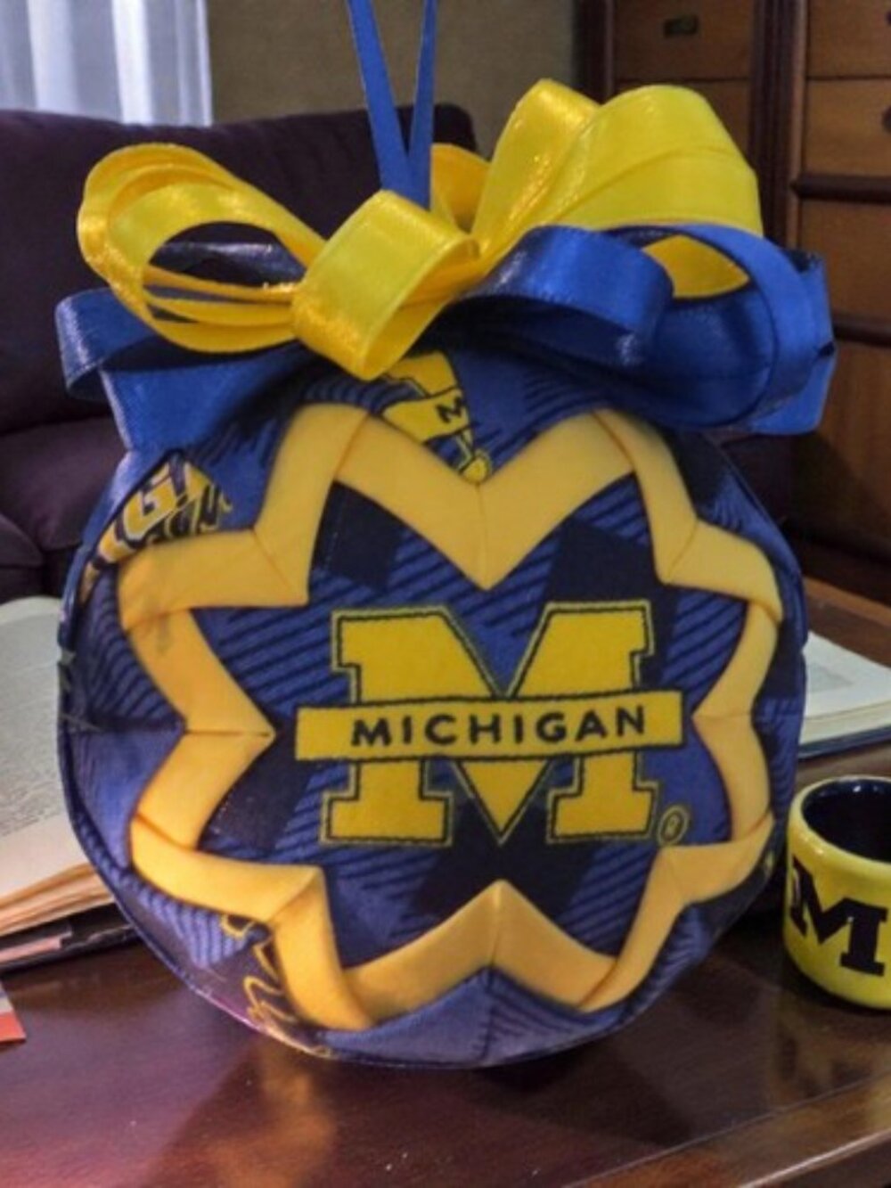 University of Michigan Themed Handcrafted Fabric Ornament
